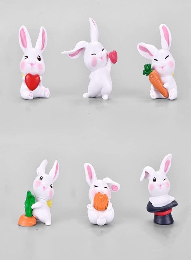PICKARTME Rabbits Miniature Set for Home Decor, Deepawali Gift, Living Room, Figurines, Cake Decoration Items - Resin (Multicolor) (6 Piece in 1 Set) (4.5 x 3cm) - Image 3